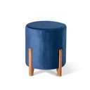 Ver imagem 1 de Kit 02 Puffs Redondo Decorativos em Suede na Cor Marinho