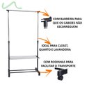 Ver imagem 2 de Arara De Roupas Regulável Com Sapateira Cabideiro Rodinhas