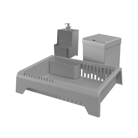 Conjunto Escorredor Lixeira e Dispenser para Cozinha - Stolf