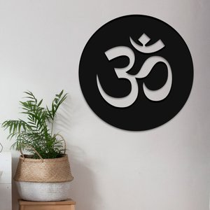 Aplique De Parede Em Mdf 6mm Vazado Mandala Om Símbolo
