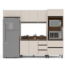 Ver imagem 2 de Cozinha Koya 4 Peças 270x214cm Armários Aéreos Balcão Torre Quente com Tampo Creme 250041