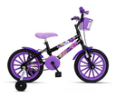 Ver imagem 1 de Bicicleta Infantil Aro 16 Feminina Criança - Ello Bike Cor:preto/lilás