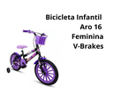 Ver imagem 5 de Bicicleta Infantil Aro 16 Feminina Criança - Ello Bike Cor:preto/lilás
