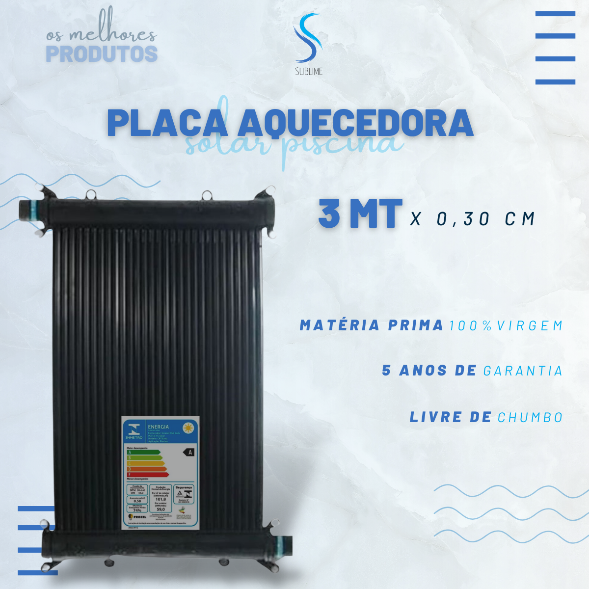 Kit 15 Placas Coletoras 3 mt - Aquecedor Solar Piscinas com 13m² / 18.000 Litros - 2