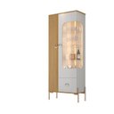 Ver imagem 2 de Cristaleira 2 Portas 1 Gaveta com LED e Pés Aço Stella Cinza/Off-White/Marromle