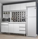 Ver imagem 1 de Cozinha Modulada Completa Andréia 240cm com Tampo Branco Ajl