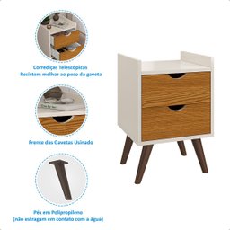 Mesa de Cabeceira Juma Mdf Decoração Quarto Freijó Off - 3