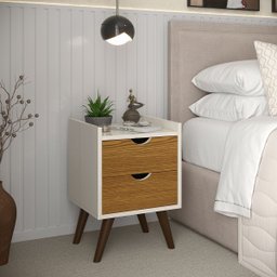 Mesa de Cabeceira Juma Mdf Decoração Quarto Freijó Off - 5