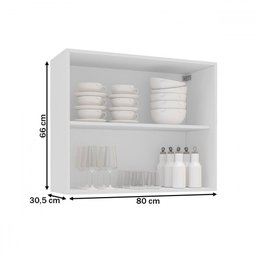 Armário Aéreo Cozinha 80 Cm Meena 2 Portas Branco/creme - Politorno - 3