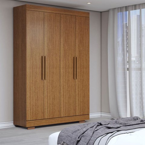 Guarda-roupa Solteiro Splendore 4 Portas 2 Gavetas 100% Mdf com Pé Cinamomo - Panorama Móveis