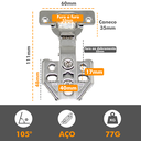 Ver imagem 3 de Kit 10 Dobradiça Reta C/ Amortecedor Mola Aço Armário 35mm