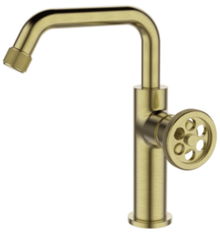 Torneira Monocomando Bica Baixa Gold Dourado Escovado Luxo WJ-2875-DT-GS - 1