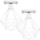 Ver imagem 1 de 2 Lustres Teto Plafon Industrial Aramado Diamante Retrô Luminária Sobrepor Vintage Branco Agp Agp Il