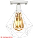 Ver imagem 4 de 2 Lustres Teto Plafon Industrial Aramado Diamante Retrô Luminária Sobrepor Vintage Branco Agp Agp Il