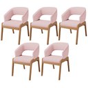 Ver imagem 1 de Kit 05 Cadeiras de Jantar e Estar Living Estofada Lince L02 Linho Rosê - Lyam Decor