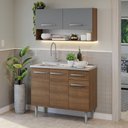 Ver imagem 1 de Armário de Cozinha Compacta 105cm com Pia Rustic-cinza Emilly Madesa 04 Rustic-cinza