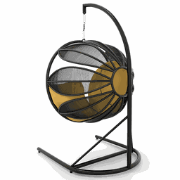 Balanço Flor em Corda Náutica Preto - Tecido Lisato Mostarda - 3