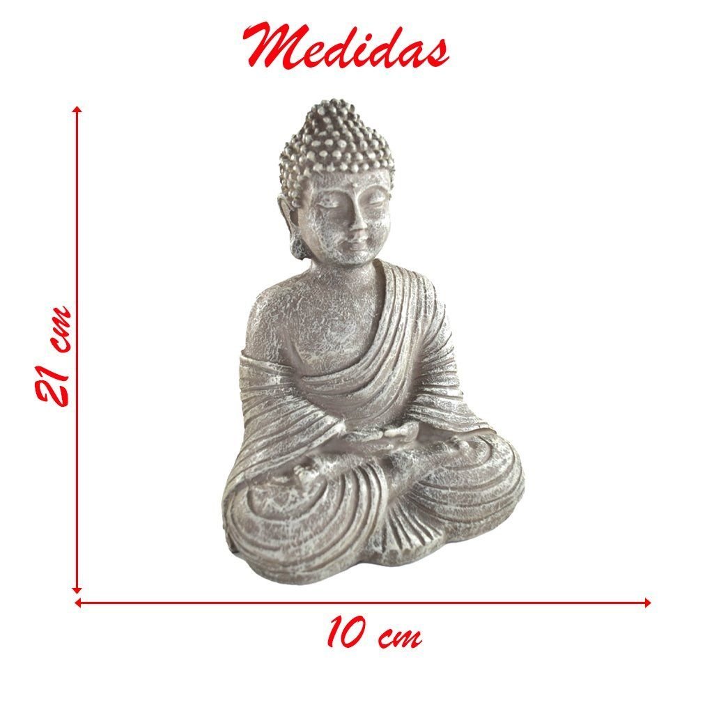 Escultura Decorativa Buda Meditando Ornamentação Zen Resina 21cm - 3