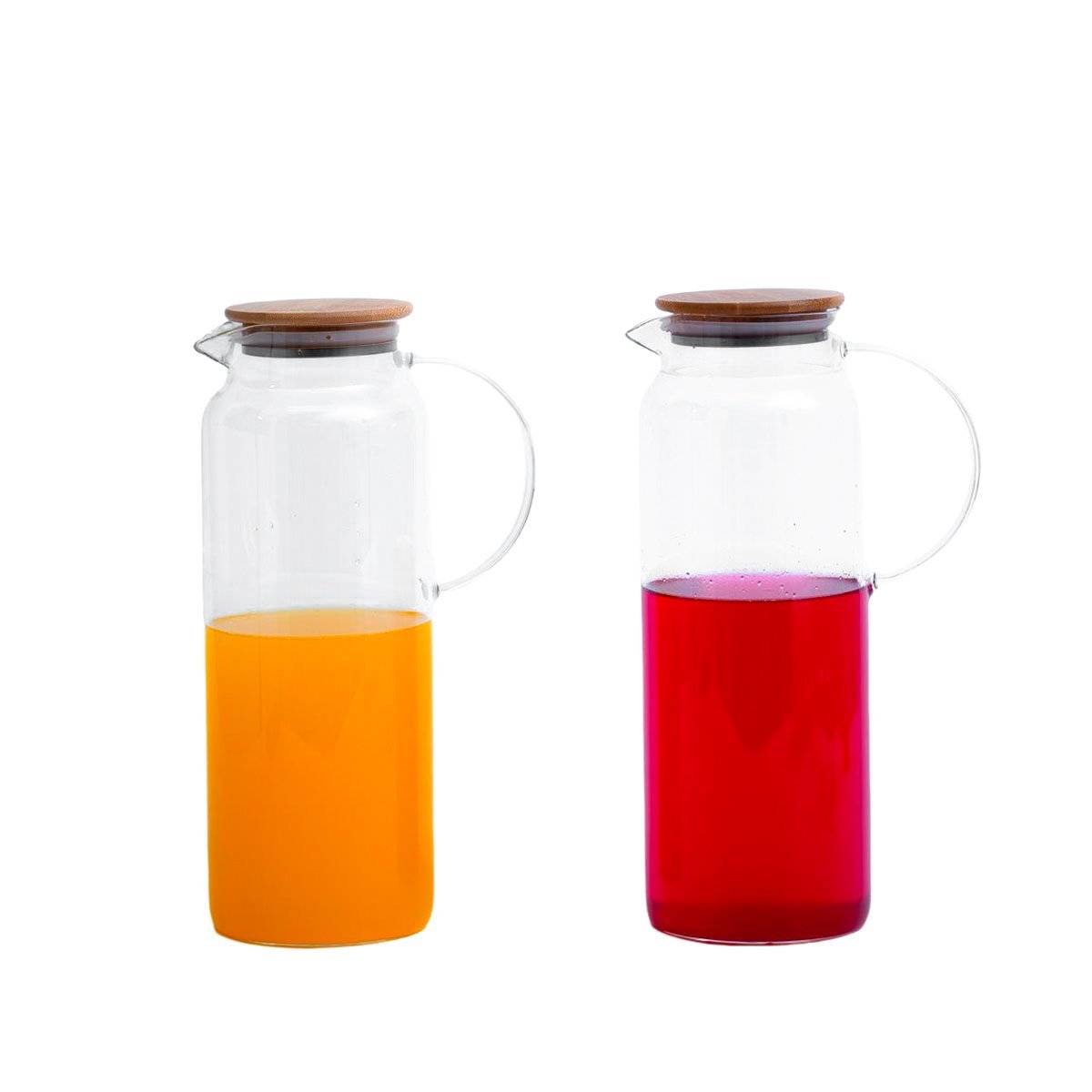 Kit 2 jarras de vidro borossilicato suco com tampa de bambu 2L - Oikos - 2