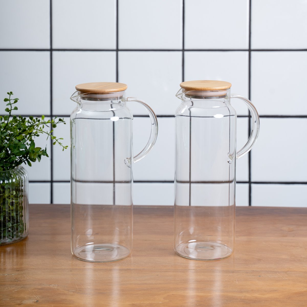 Kit 2 jarras de vidro borossilicato suco com tampa de bambu 2L - Oikos - 5