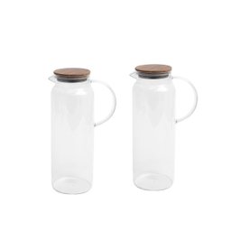 Kit 2 jarras de vidro borossilicato suco com tampa de bambu 2L - Oikos - 1