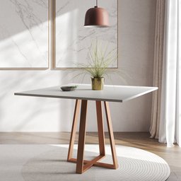Mesa de Jantar Mônaco 110cm Tampo Branco Pés Cobre - 1