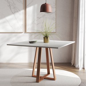Mesa de Jantar Mônaco 110cm Tampo Branco Pés Cobre