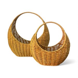 Kit 02 Cestas Bolsas em Ratan Bege - 39cm