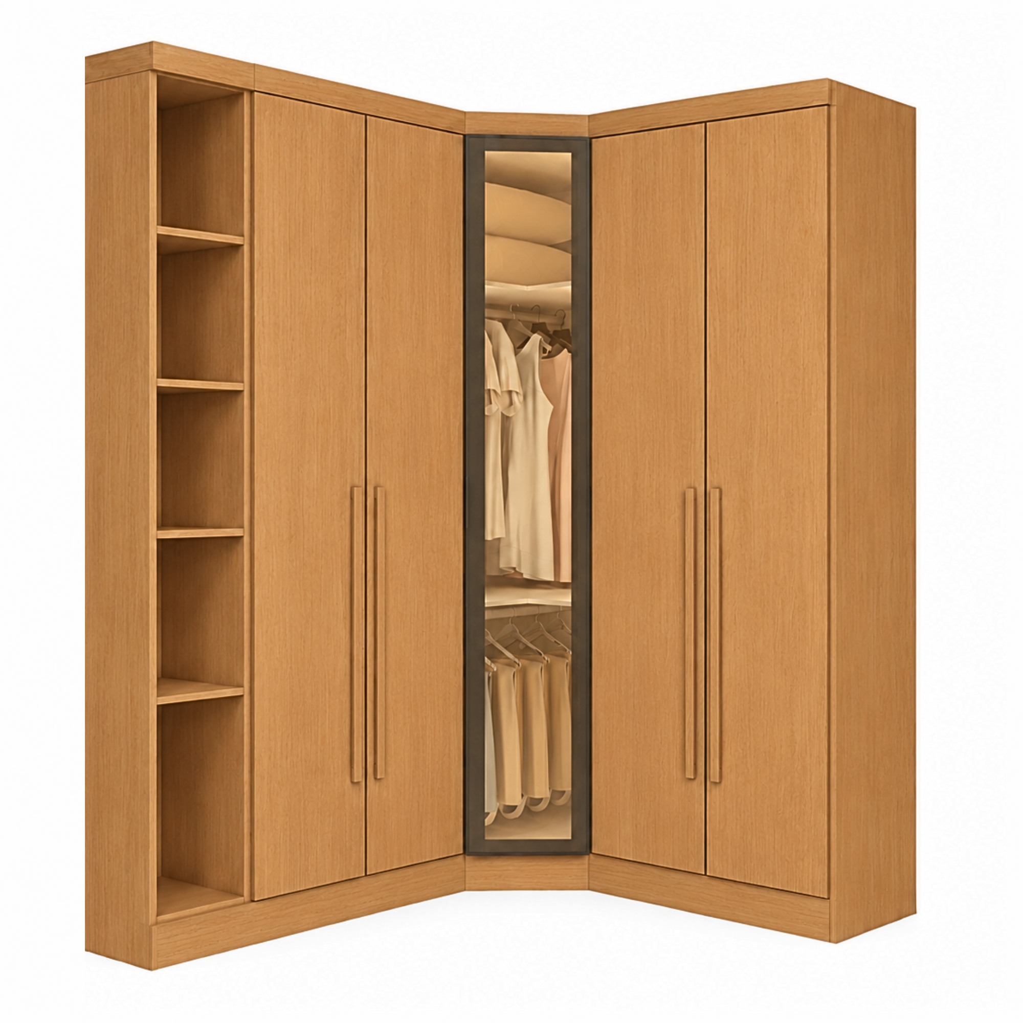 Guarda-Roupa Modulado de Canto Oblíquo Reflecta com LED 5 Portas e ...