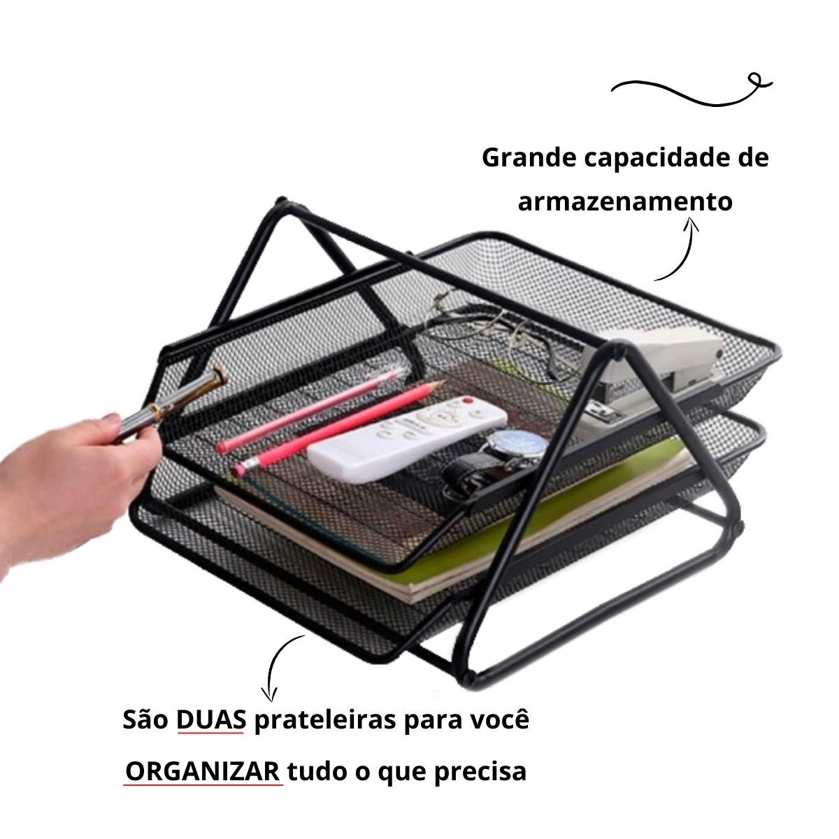 Bandeja Organizadora Dupla de Papel Documentos A4 para Mesa de Escritório