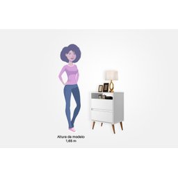 Mesa de Cabeceira Lotus Estilo Retrô com Duas Gavetas Nicho e Pés Palitos – J&a Móveis:jequitiba - 4