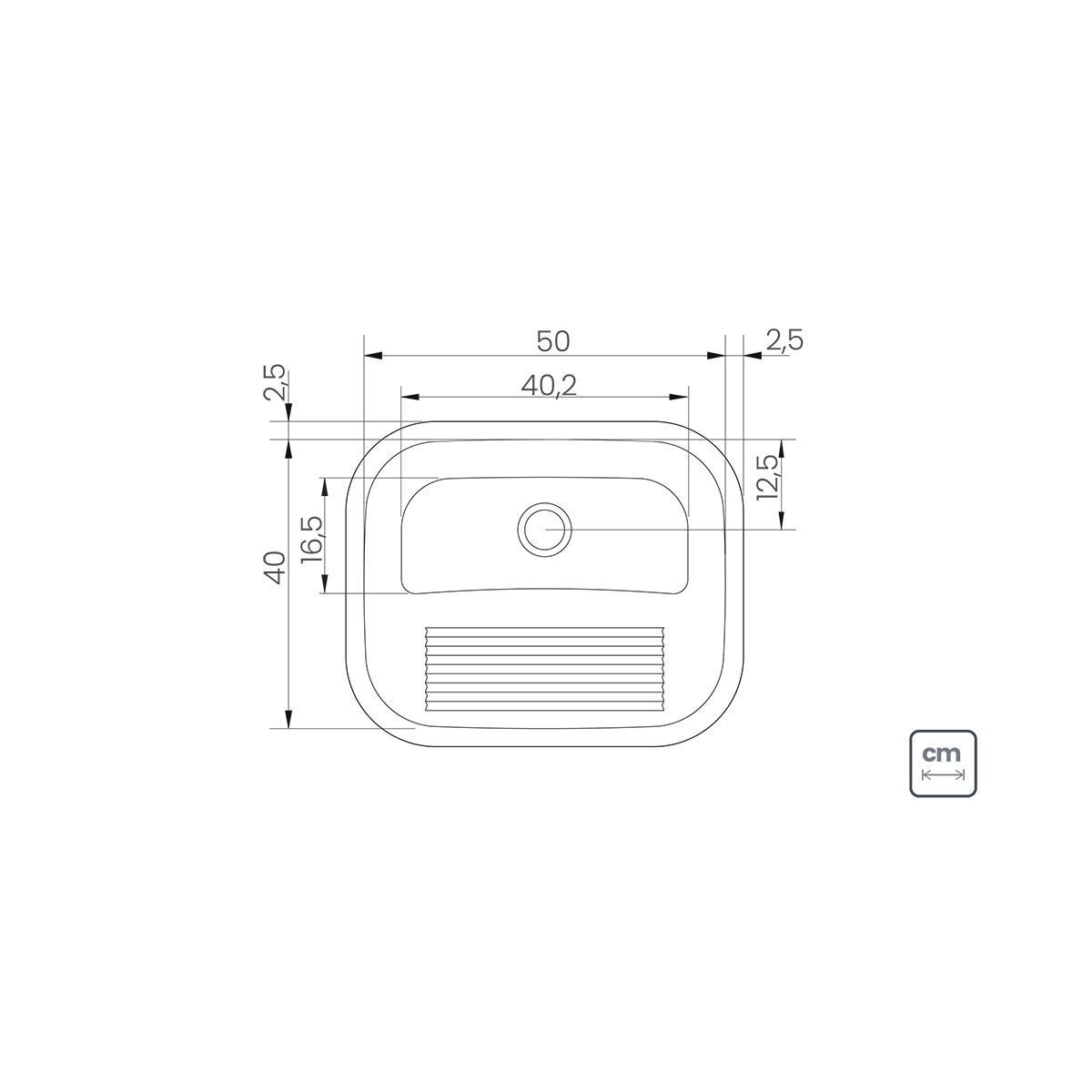 Tanque de Encaixe Aço Inox 34 Litros 50x40cm - 3