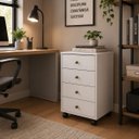 Ver imagem 6 de Gaveteiro Auxiliar Office Escritório Home Office 4 Gavetas com Rodízios -Branco- Edecasamóveis