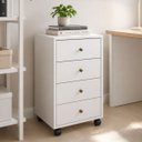 Ver imagem 2 de Gaveteiro Auxiliar Office Escritório Home Office 4 Gavetas com Rodízios -Branco- Edecasamóveis
