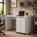Ver imagem 4 de Gaveteiro Auxiliar Office Escritório Home Office 4 Gavetas com Rodízios -Branco- Edecasamóveis