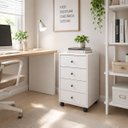 Ver imagem 5 de Gaveteiro Auxiliar Office Escritório Home Office 4 Gavetas com Rodízios -Branco- Edecasamóveis