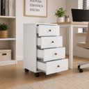 Ver imagem 1 de Gaveteiro Auxiliar Office Escritório Home Office 4 Gavetas com Rodízios -Branco- Edecasamóveis