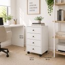 Ver imagem 3 de Gaveteiro Auxiliar Office Escritório Home Office 4 Gavetas com Rodízios -Branco- Edecasamóveis