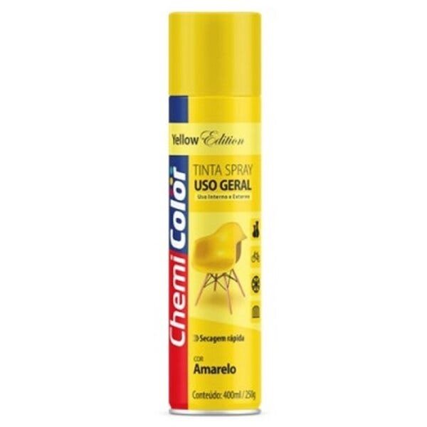 Tinta Spray Uso Geral Amarelo 400 ml Chemicolor - 1
