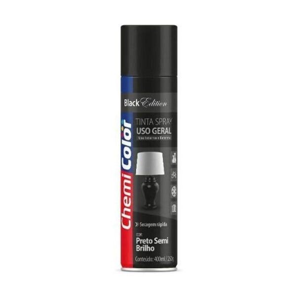 Tinta Spray Preto Semi Brilho 400 ml Chemicolor