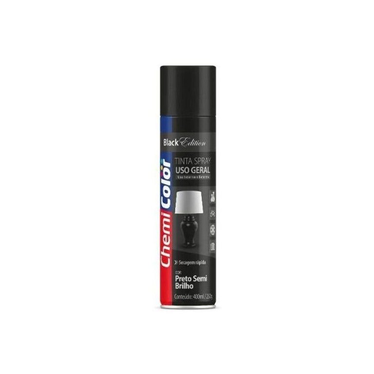 Tinta Spray Preto Semi Brilho 400 ml Chemicolor