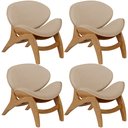Ver imagem 1 de Kit 4 Poltronas Decorativa Orgânica Sala Living Kadosh L02 Linho Bege Escuro - Lyam Decor