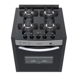FOGAO DE EMBUTIR 4 BOCAS VENAX GAUDI PRISMA VITREO INOX GAS GLP - 2