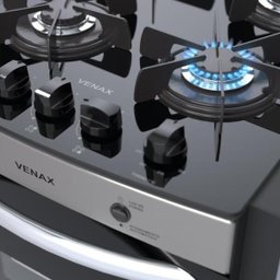 FOGAO DE EMBUTIR 4 BOCAS VENAX GAUDI PRISMA VITREO INOX GAS GLP - 3