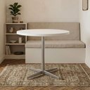 Ver imagem 1 de Mesa de Jantar Redonda Tampo MDF 90cm com Base de Aço Casual Branco/Cromado