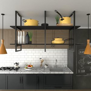 Prateleira Industrial Suspensa Teto Cozinha pratileira prateleira mdf nicho industrial nichos para