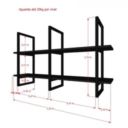 Prateleira Industrial Suspensa Teto Cozinha pratileira prateleira mdf nicho industrial nichos para - 5