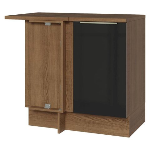Balcão de Canto 1 Porta Rustic/Preto Lux Madesa