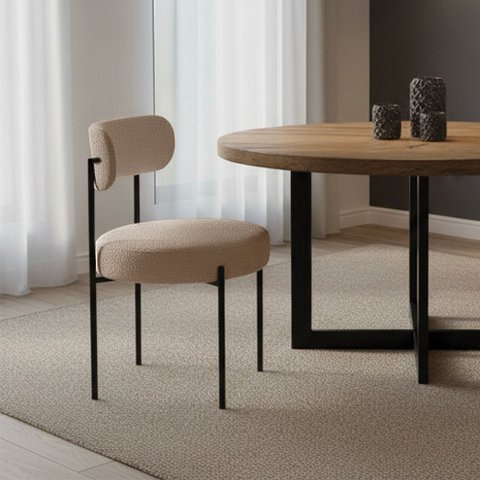 Cadeira Sala de Jantar Margara Base em Aço Preto Bouclê Ted D03 - D'Rossi