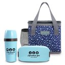 Ver imagem 1 de Bolsa Térmica Feminina Lanche + Marmita + Garrafa: 3 Peças - Azul aço